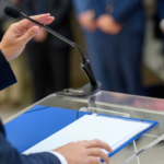 Speaker at a political meeting